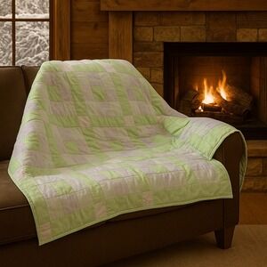 "Soft Mint Patchwork Comfort" Handmade Quilt‎ – 57 x 85 Inches